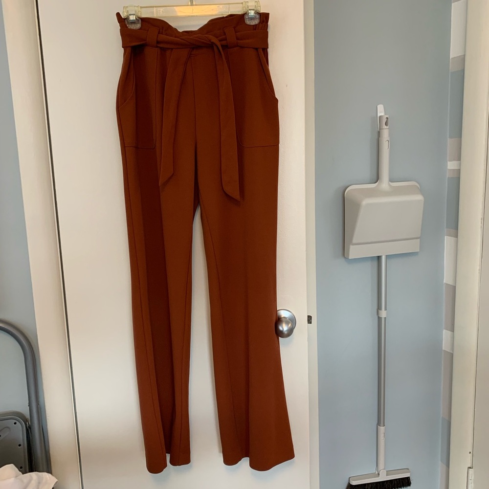 Paper bag waist pants in rust